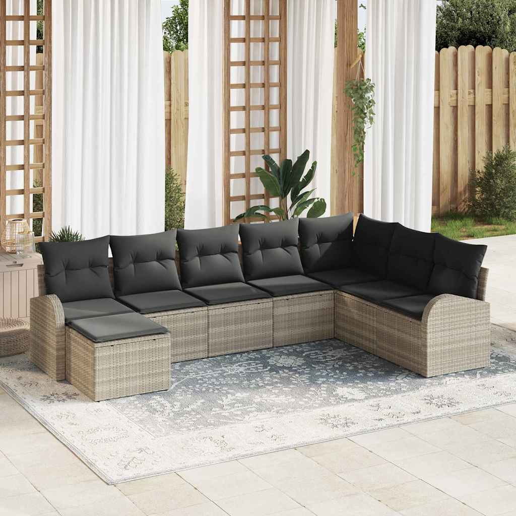 Set Divano da Giardino 8 pz Grigio chiaro