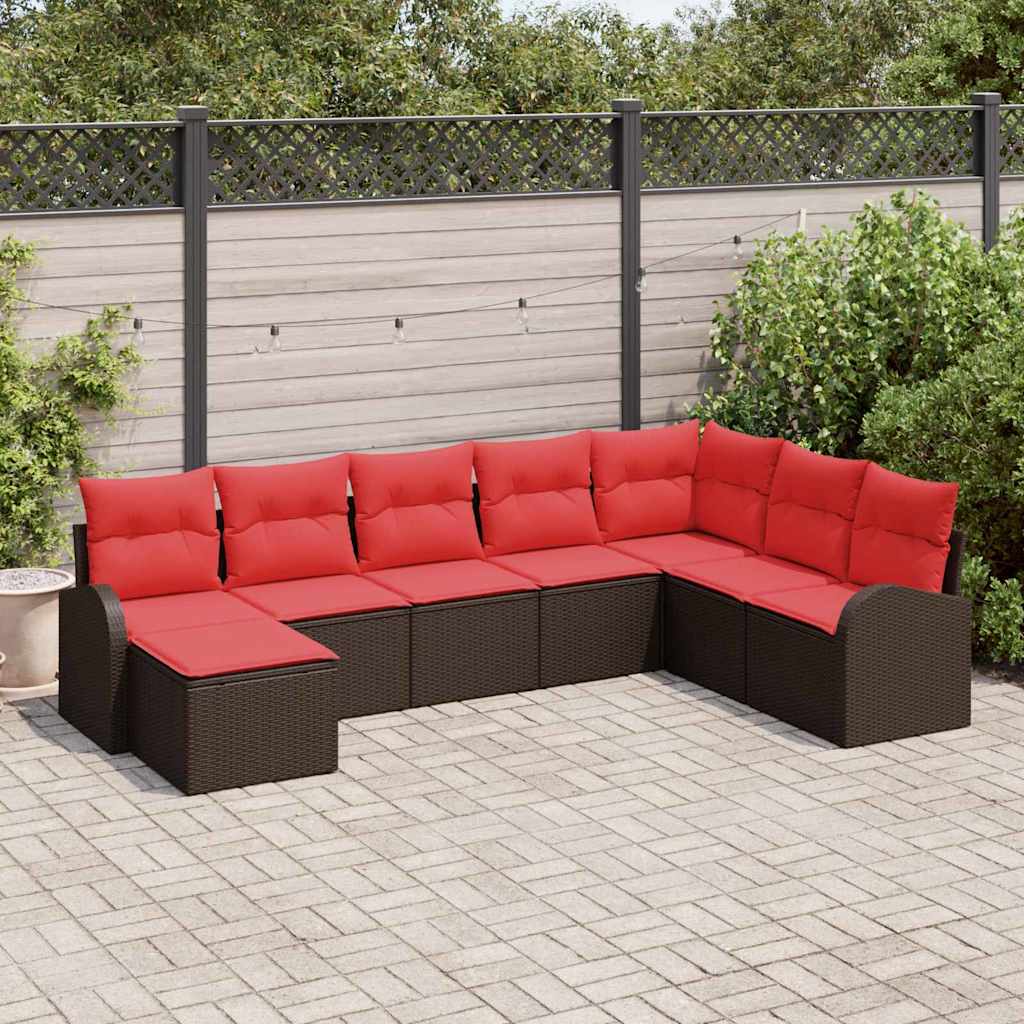 Set Divano da Giardino 8 pz Marrone