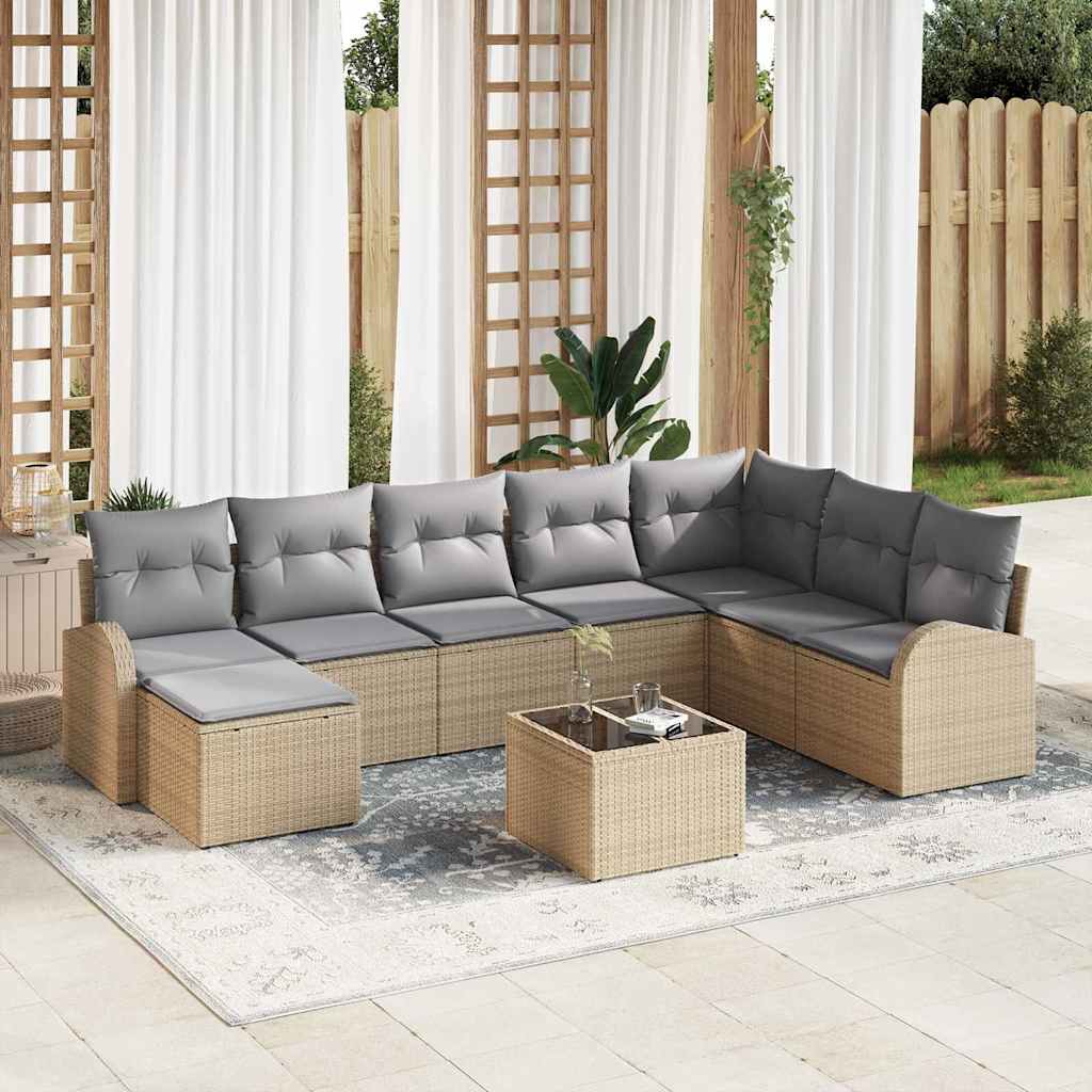 Set Divano da Giardino 9 pz Beige