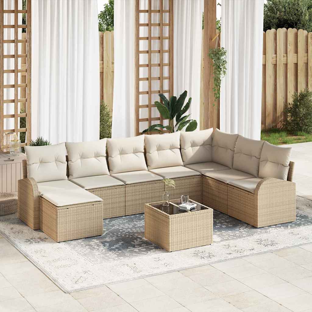 Set Divano da Giardino 9 pz Beige