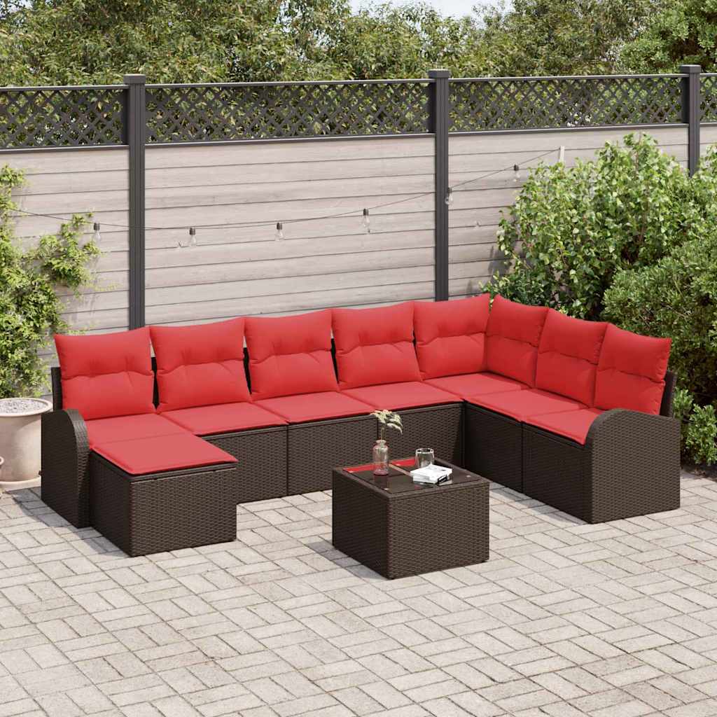 Set Divano da Giardino 9 pz Marrone