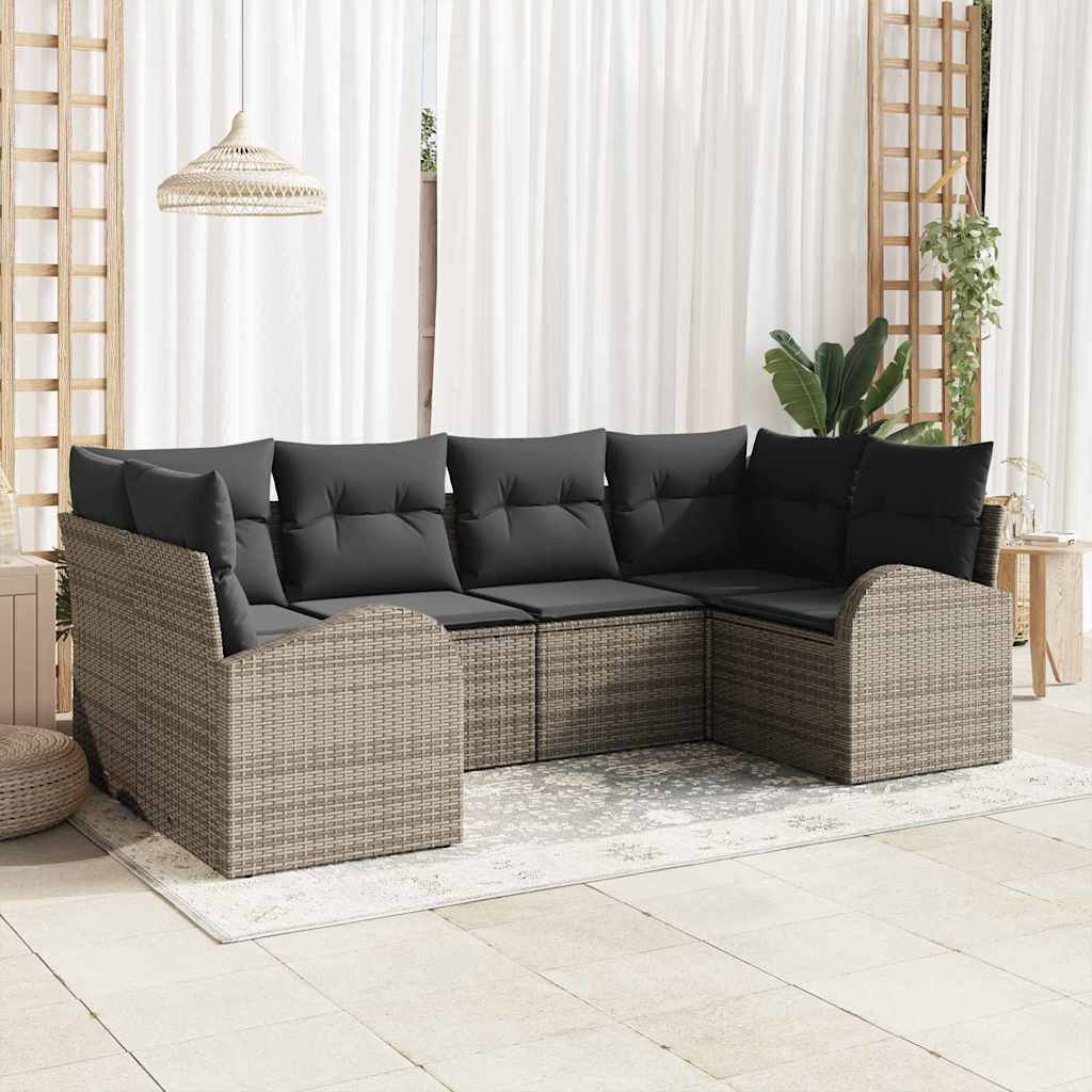 Set Divano da Giardino 6 pz Grigio