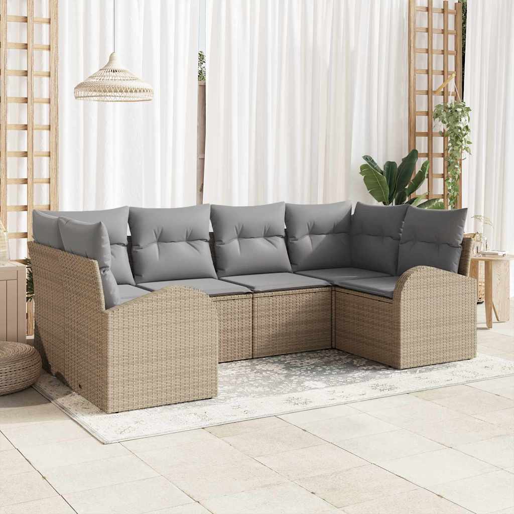 Set Divano da Giardino 6 pz Beige