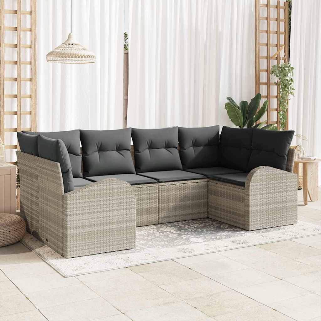 Set Divano da Giardino 6 pz Grigio chiaro