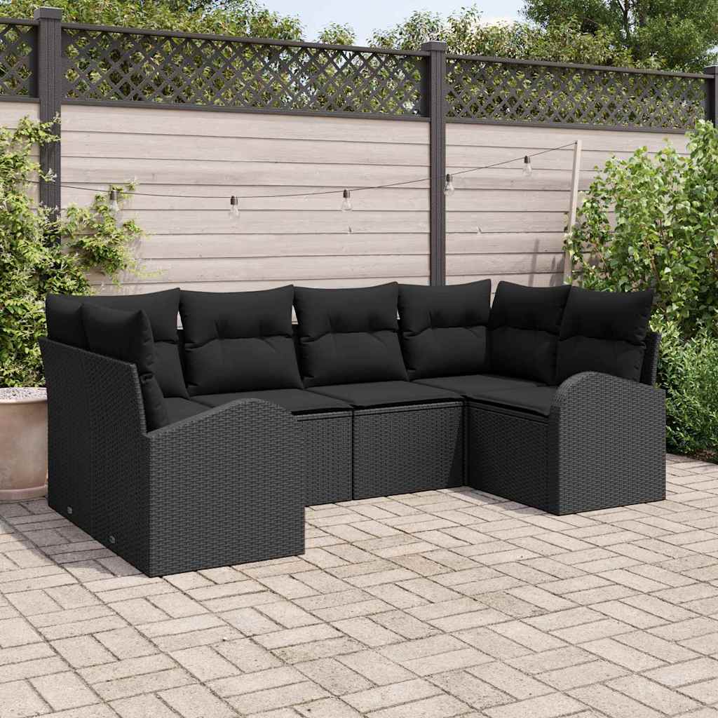 Set Divano da Giardino 6 pz Nero