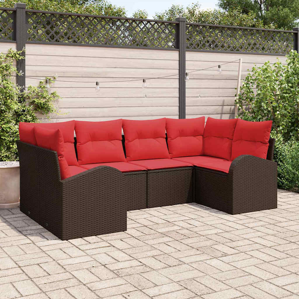 Set Divano da Giardino 6 pz Marrone