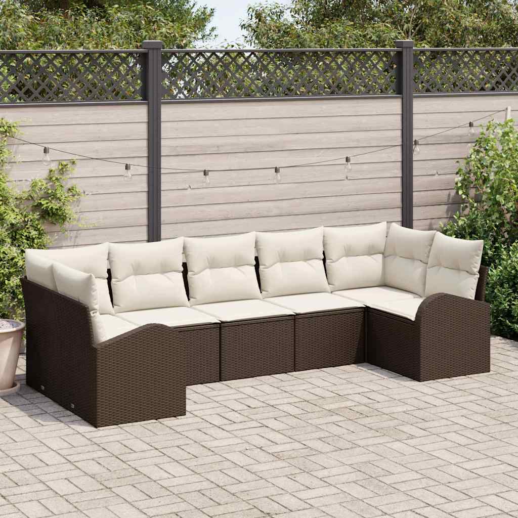 Set Divano da Giardino 7 pz Marrone