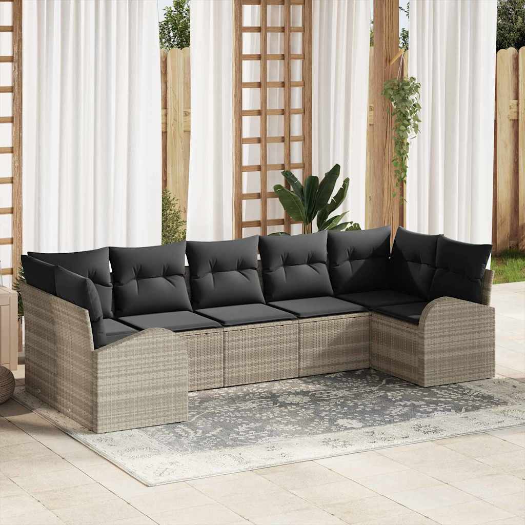 Set Divano da Giardino 7 pz Grigio chiaro