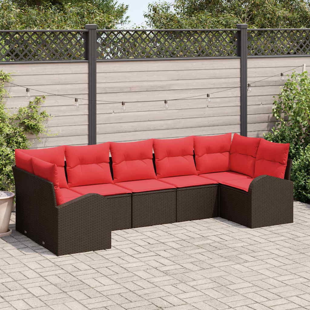 Set Divano da Giardino 7 pz Marrone