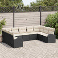 Set di divani 9 pz Nero [Sintetico]: Rattan in Polipropilene