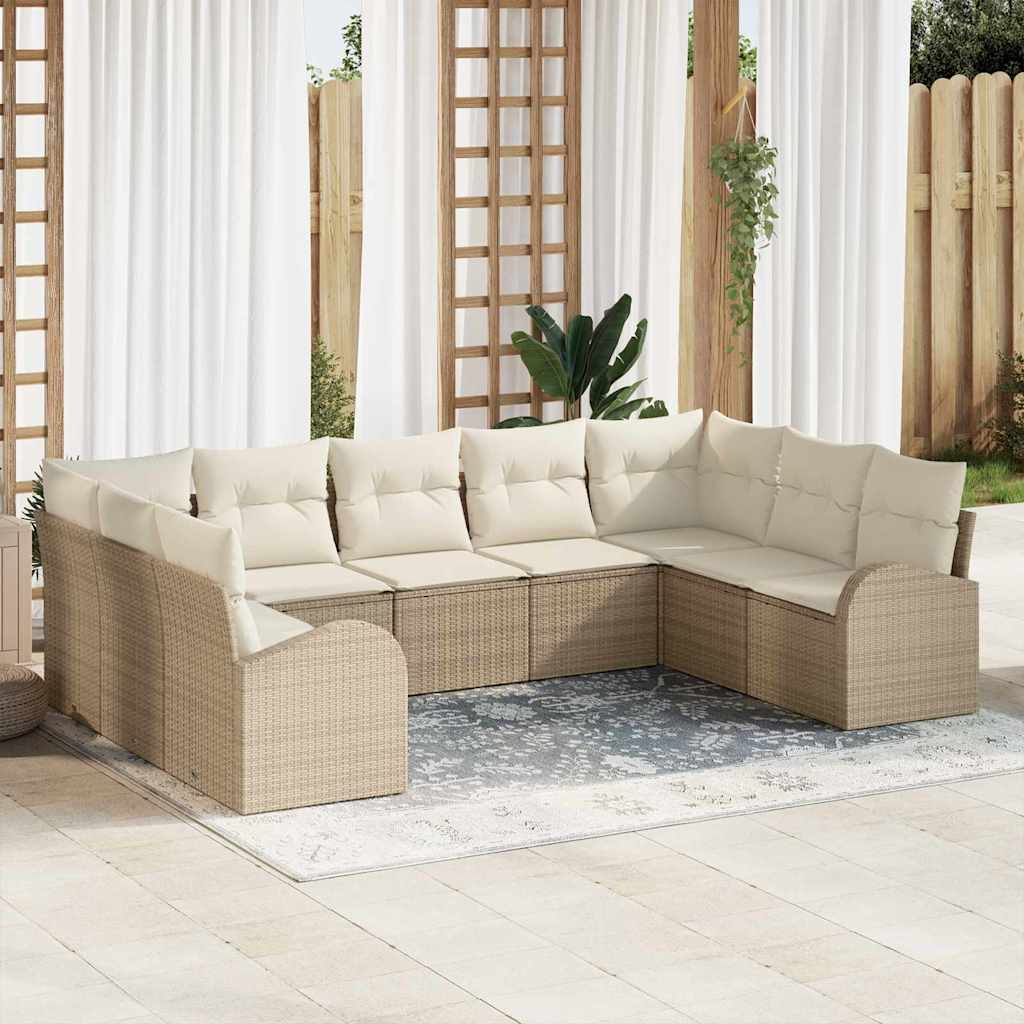 Set di divani 9 pz Beige [Sintetico]: Rattan in Polipropilene
