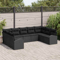 Set di divani con cuscino Nero Rattan in Polipropilene