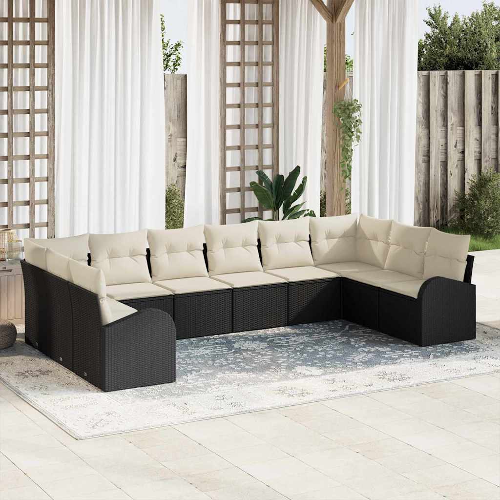 Set di divani 10 pz Nero [Sintetico]: Polyrattan