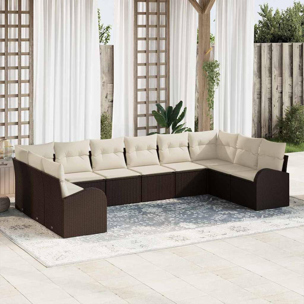 Set di divani 10 pz Marrone [Sintetico]: Polyrattan