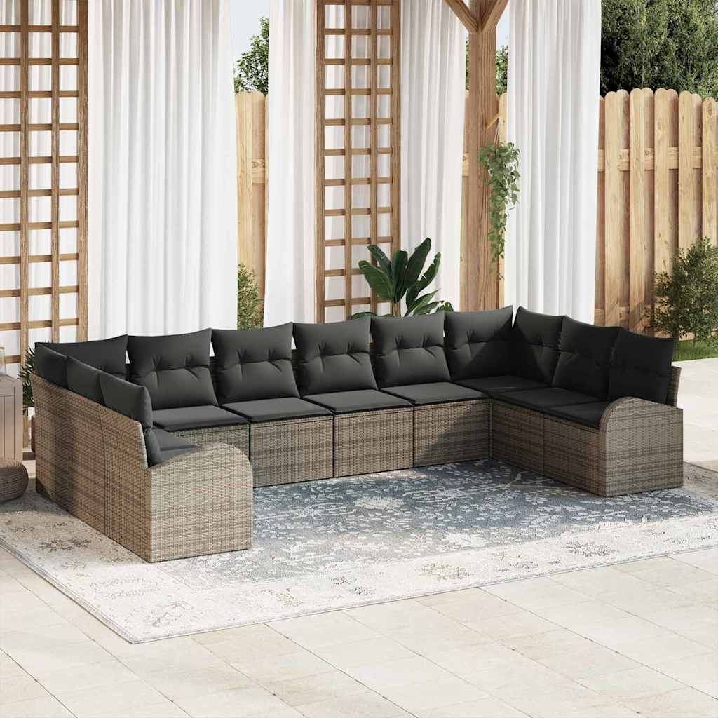 Set di divani 10 pz Grigio [Sintetico]: Polyrattan