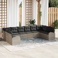 Set di divani 10 pz Grigio chiaro [Sintetico]: Polyrattan