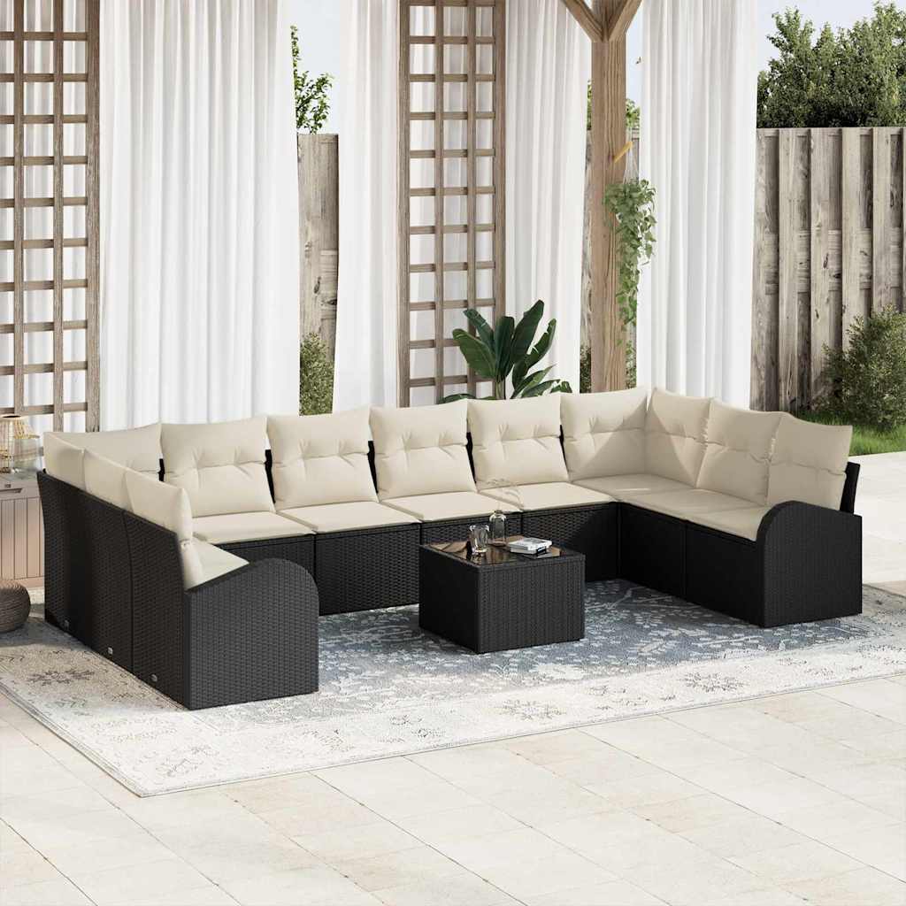 Set di divani 11 pz Nero [Sintetico]: Polyrattan