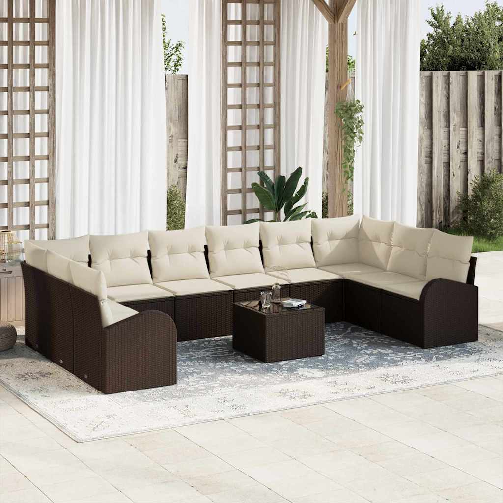 Set di divani 11 pz Marrone [Sintetico]: Polyrattan