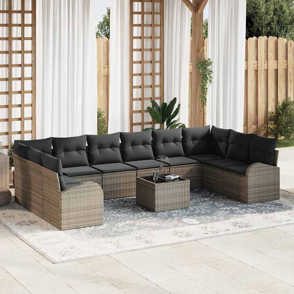 Set di divani 11 pz Grigio [Sintetico]: Polyrattan