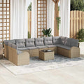 Set di divani 11 pz Beige [Sintetico]: Polyrattan