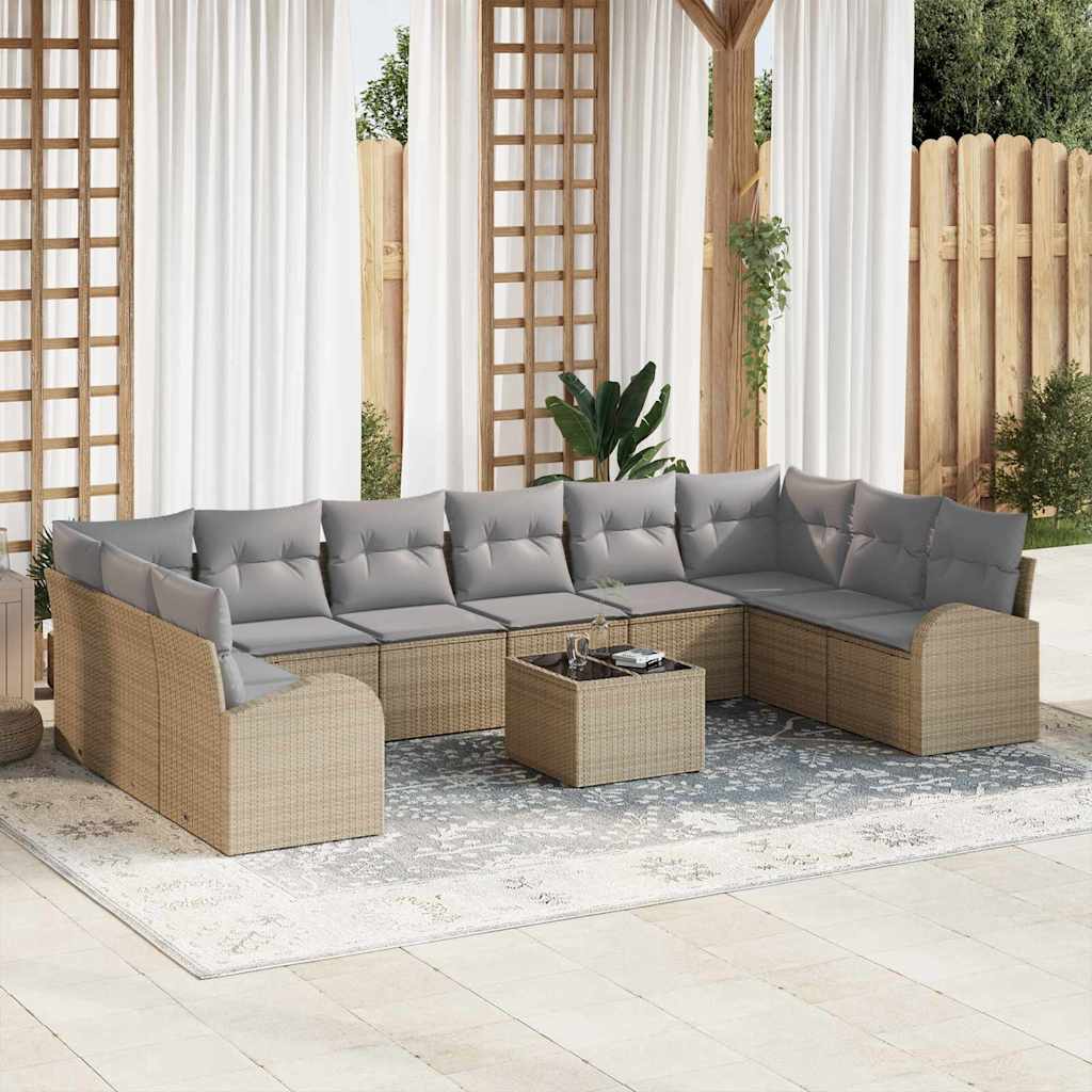 Set di divani 11 pz Beige [Sintetico]: Polyrattan