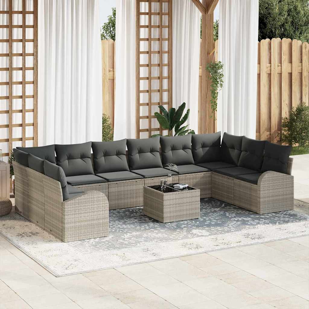 Set di divani 11 pz Grigio chiaro [Sintetico]: Polyrattan