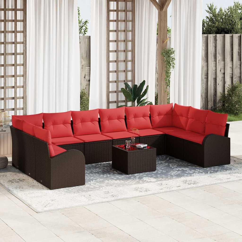Set di divani 11 pz Marrone polyrattan
