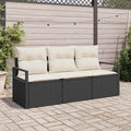Set di divani 3 pz Nero polyrattan