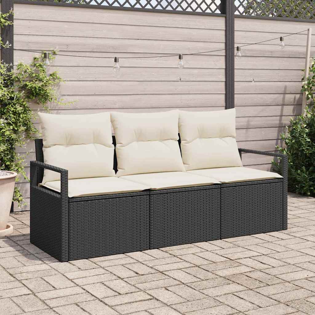 Set di divani 3 pz Nero polyrattan