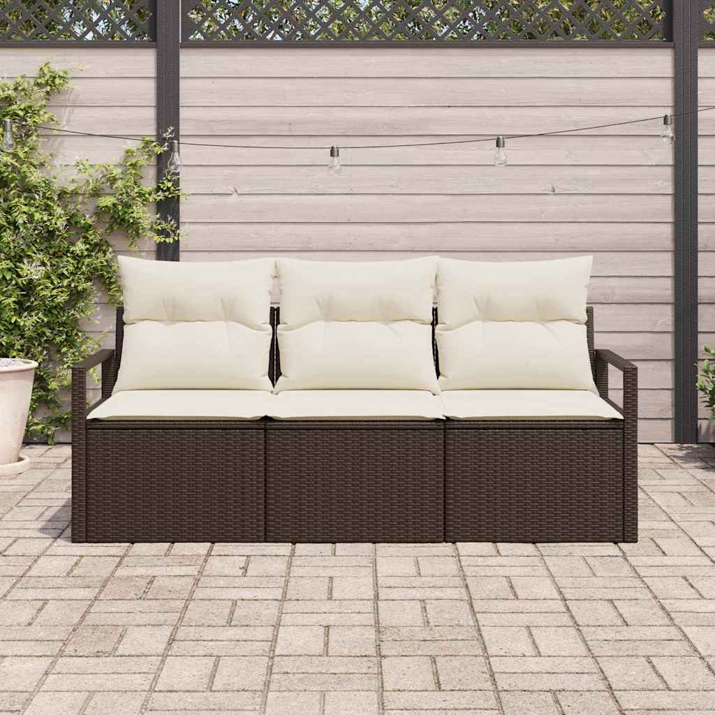 Set di divani 3 pz Marrone polyrattan