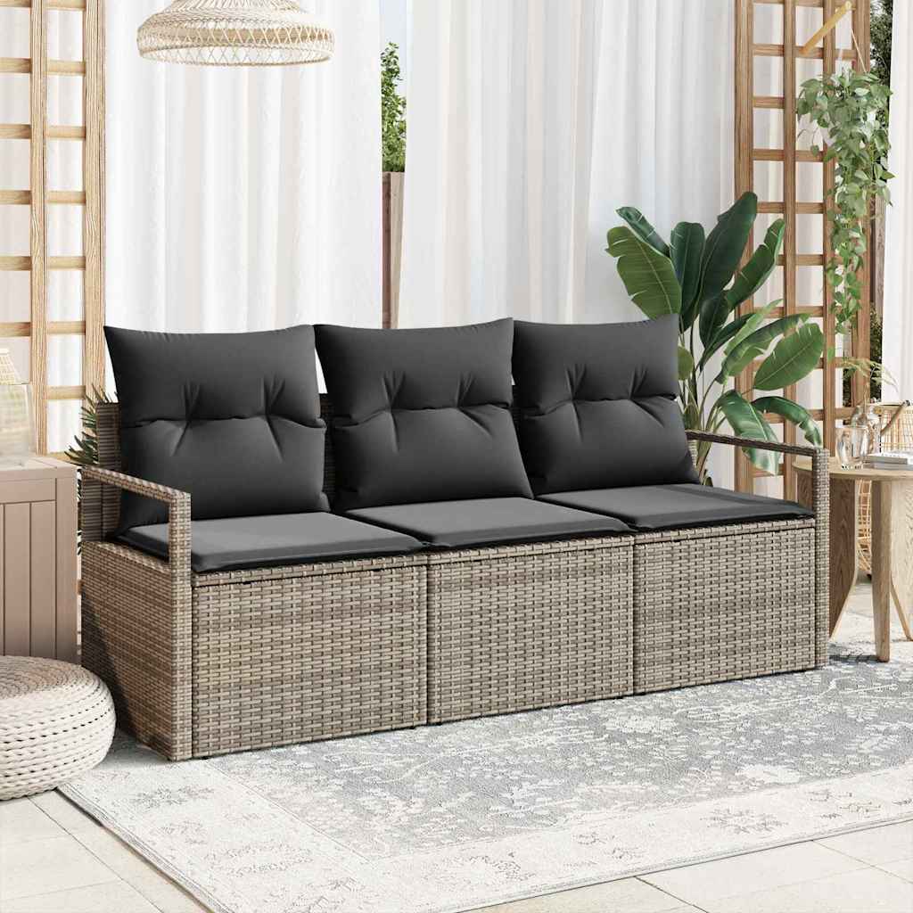 Set di divani 3 pz Grigio polyrattan