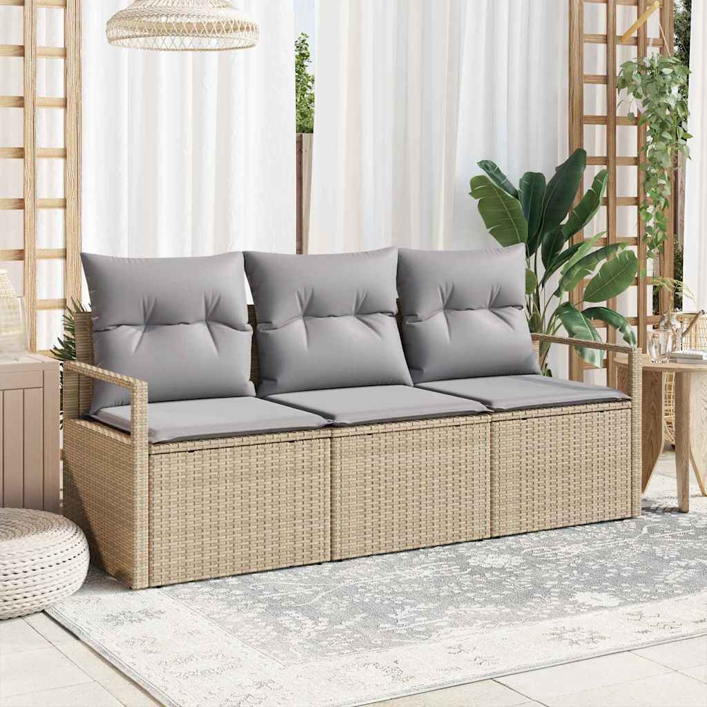 Set di divani 3 pz Beige polyrattan