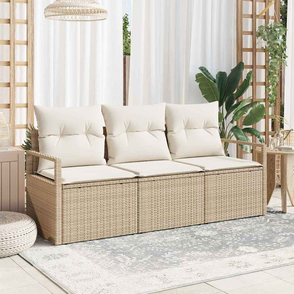 Set di divani 3 pz Beige polyrattan