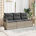 Set di divani 3 pz Grigio chiaro polyrattan