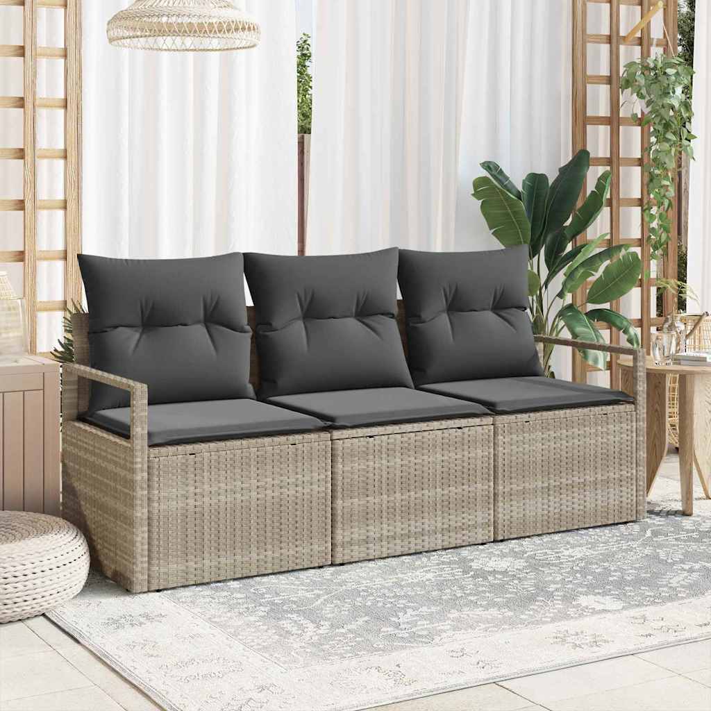 Set di divani 3 pz Grigio chiaro polyrattan