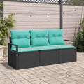 Set di divani 3 pz Nero polyrattan