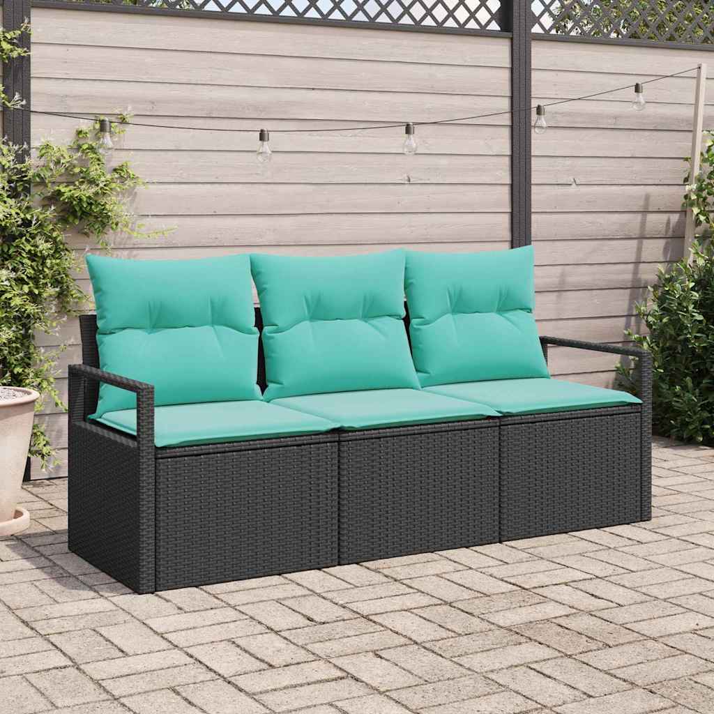 Set di divani 3 pz Nero polyrattan