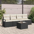 Set di divani 5 pz 4-Numero di posti Nero e Crema polyrattan