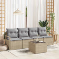Set di divani 5 pz 4-Numero di posti Beige e grigio polyrattan