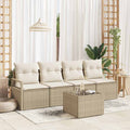 Set di divani 5 pz 4-Numero di posti Beige e Crema polyrattan