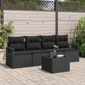 Set di divani 5 pz 4-Numero di posti Nero polyrattan