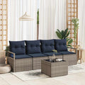 Set di divani 5 pz 4-Numero di posti Grigio e Blu polyrattan