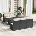 Set di divani 6 pz 5-Numero di posti Nero e Crema polyrattan