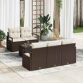 Set di divani 6 pz 5-Numero di posti Marrone e Crema polyrattan