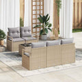 Set di divani 6 pz 5-Numero di posti Beige e grigio polyrattan
