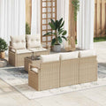 Set di divani 6 pz 5-Numero di posti Beige e Crema polyrattan