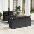 Set di divani 6 pz 5-Numero di posti Nero polyrattan