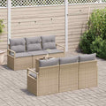 Set di divani 7 pz 6-Numero di posti Beige e grigio polyrattan