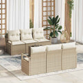 Set di divani 7 pz 6-Numero di posti Beige e Crema polyrattan