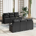 Set di divani 7 pz 6-Numero di posti Nero polyrattan